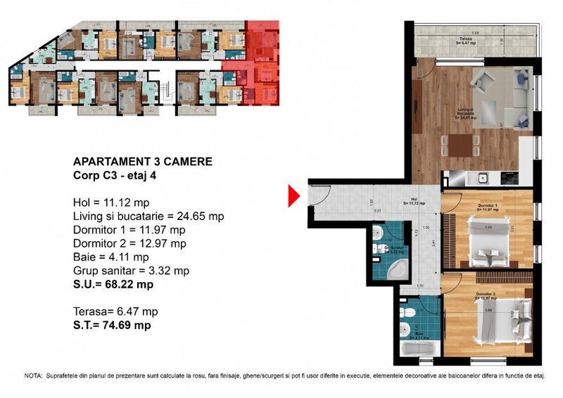 Popesti-Leordeni, Metrou Berceni, apartament 3 camere finalizat,